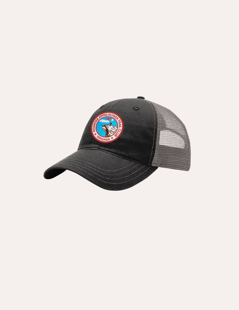 Roanoke Appalachian Trail Club - Merch - Soft Mesh Black & Gray Trucker Hat