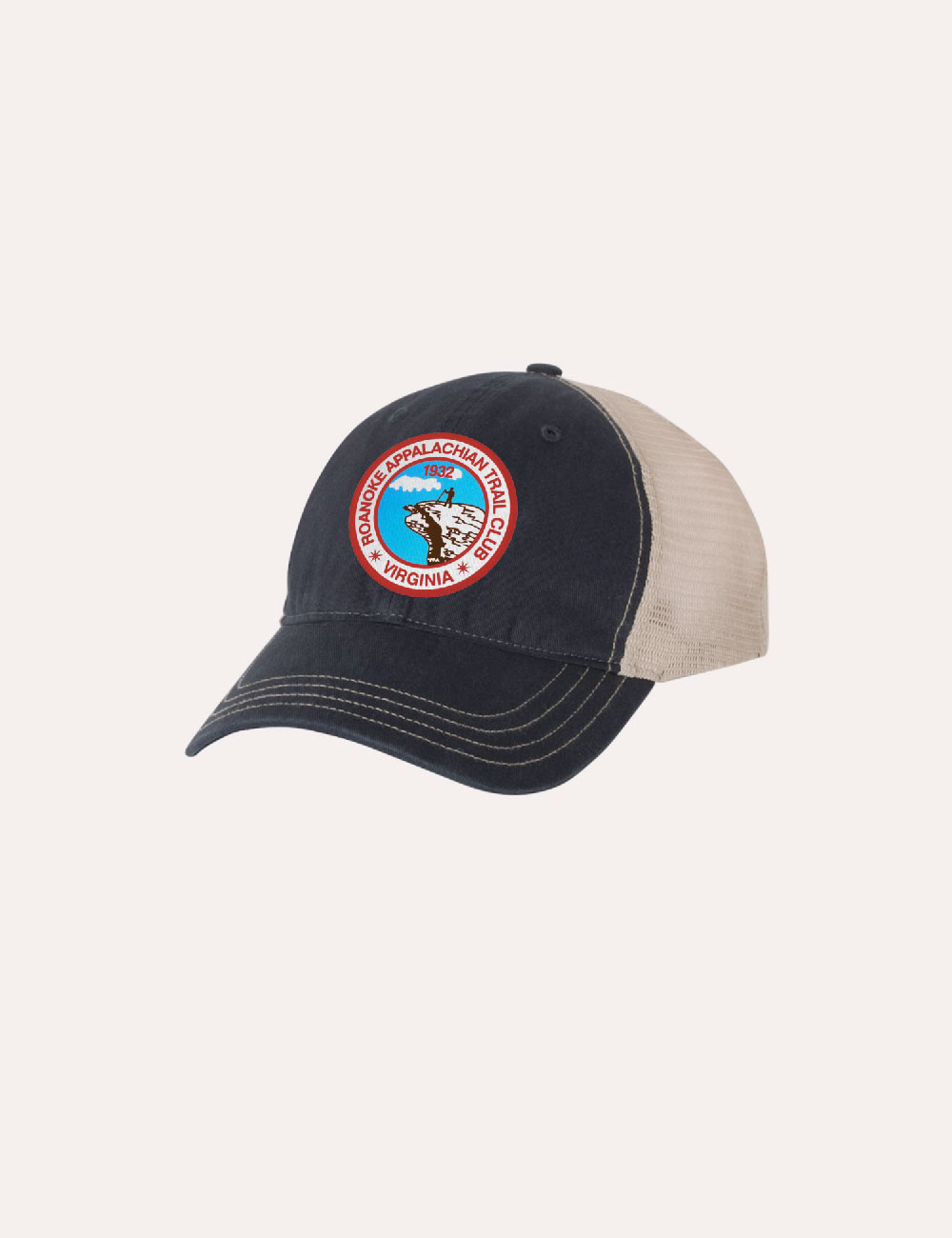 Roanoke Appalachian Trail Club - Merch - Soft Mesh Navy & Khaki Trucker Hat